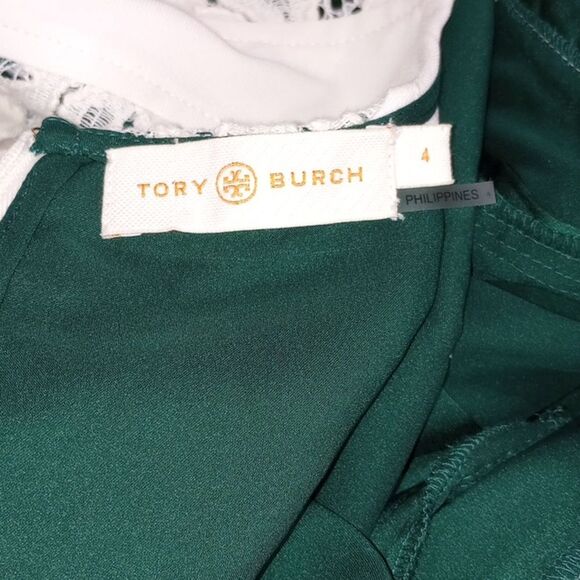 Tory Burch Lace Godet Dress - 4 ~ Ivory / Green - Picture 13 of 16